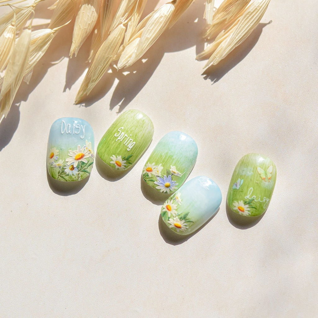 LuLuFun Studio Spring Daisy Floral Nail Art Stickers - 1 Sheet Deco Decals