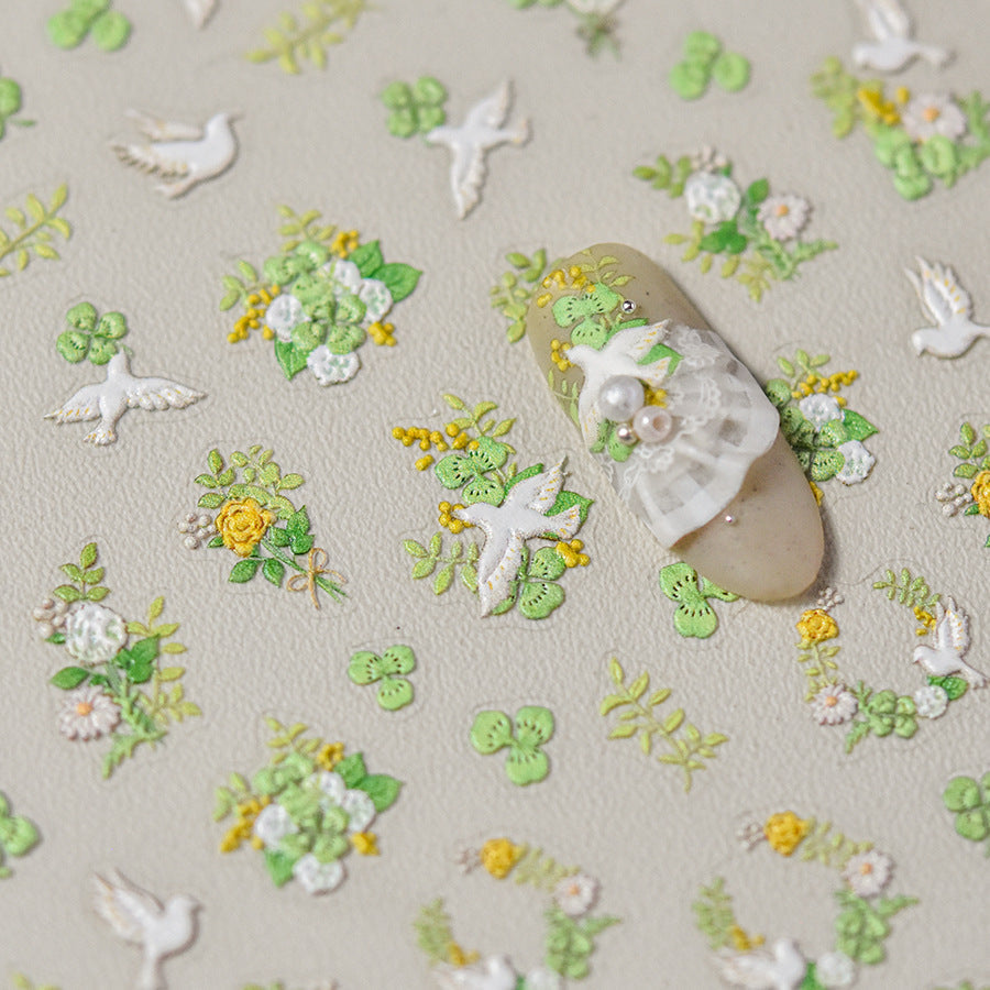 LuLuFun Studio Spring Flower and Bird Nail Art Stickers - 1 Sheet