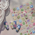 LuLuFun Studio Spring Patchwork Nail Deco Stickers - DIY Nail Art Decals