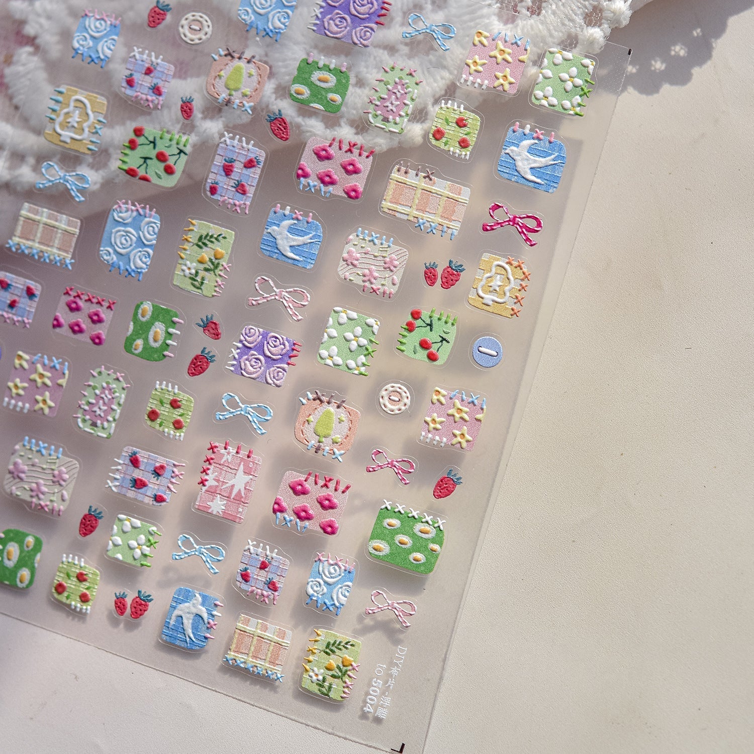 LuLuFun Studio Spring Patchwork Nail Deco Stickers - DIY Nail Art Decals