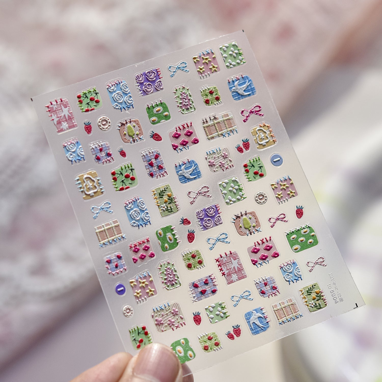 LuLuFun Studio Spring Patchwork Nail Deco Stickers - DIY Nail Art Decals