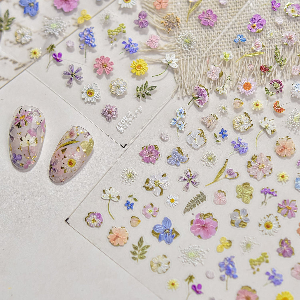 LuLuFun Studio Spring Flower Nail Deco Stickers - Ultra-Thin Floral Decals