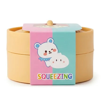 Snaps Squeezy Dumplings Bao Bun Squishy Fidget Toy in Steamer Pot