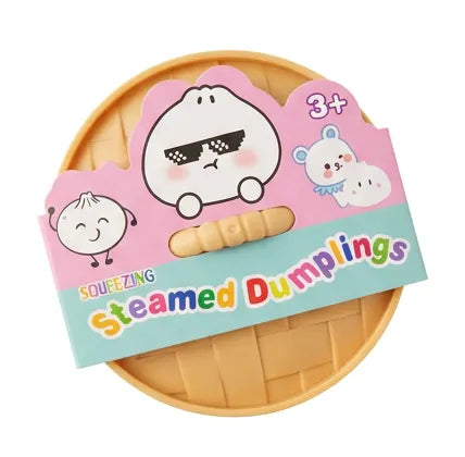 Snaps Squeezy Dumplings Bao Bun Squishy Fidget Toy in Steamer Pot