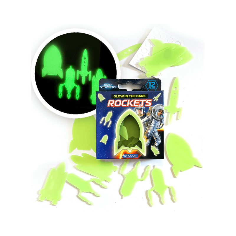 PoundFun Glow In The Dark Rockets – Space Bedroom Wall Decal Stickers