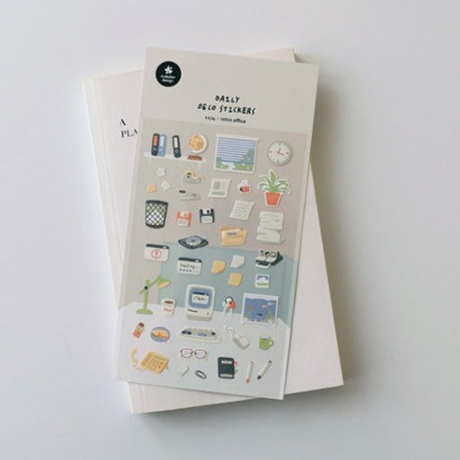 Suatelier Retro Office Decorative Stickers – 1 Sheet (10x19cm) by LuLuFun