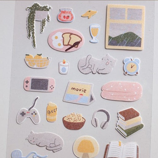 Suatelier Lazy Sunday Decorative Sticker Sheet for Journaling - 1pc
