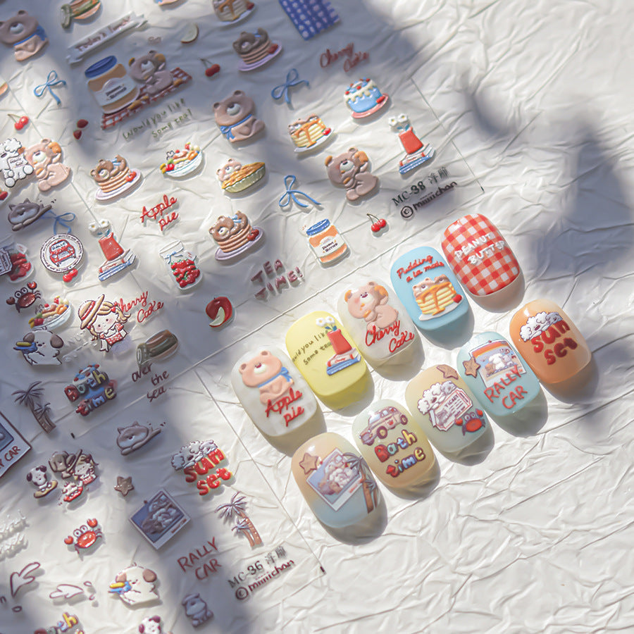 LuLuFun Studio Puppy Summer Holiday 5D Nail Deco Stickers | 1 Sheet