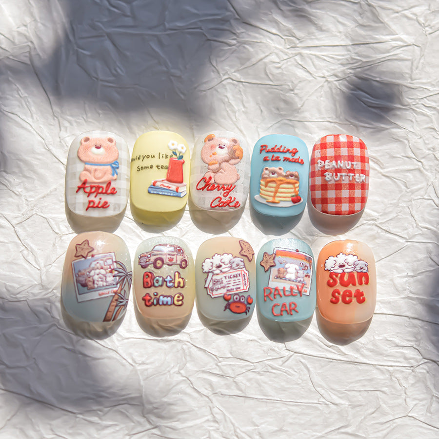 LuLuFun Studio Puppy Summer Holiday 5D Nail Deco Stickers | 1 Sheet