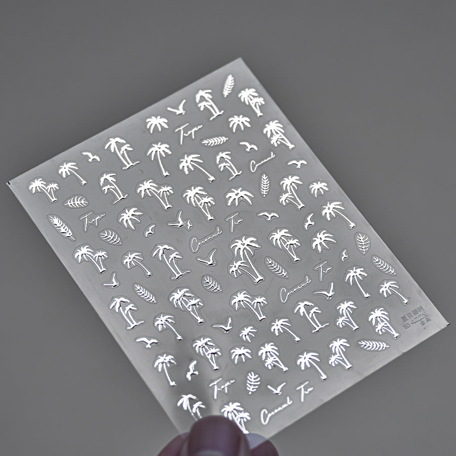 LuLuFun Studio Summer Palm Tree Nail Deco Stickers - Ultra-Thin Nail Art
