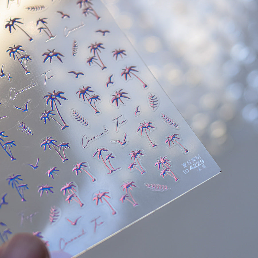 LuLuFun Studio Summer Palm Tree Nail Deco Stickers - Ultra-Thin Nail Art