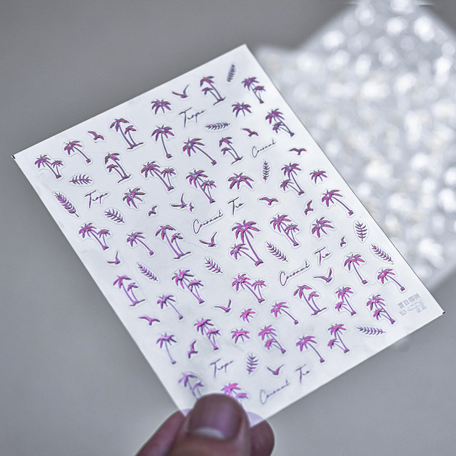 LuLuFun Studio Summer Palm Tree Nail Deco Stickers - Ultra-Thin Nail Art