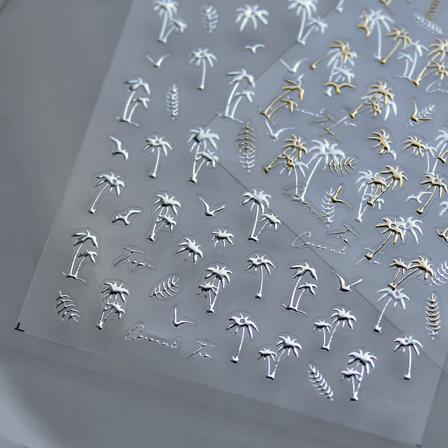 LuLuFun Studio Summer Palm Tree Nail Deco Stickers - Ultra-Thin Nail Art
