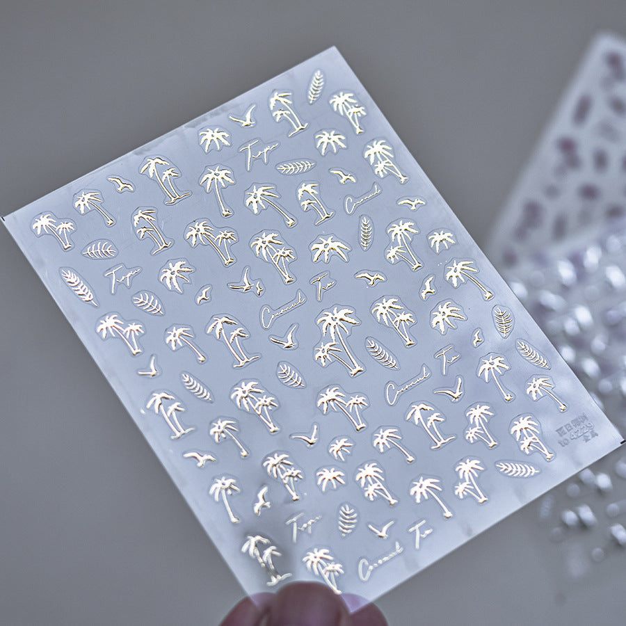 LuLuFun Studio Summer Palm Tree Nail Deco Stickers - Ultra-Thin Nail Art