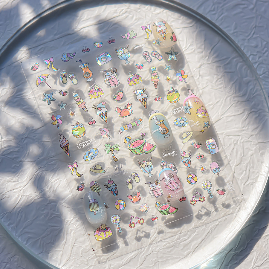 Summer Beach Nail Deco Stickers by LuLuFun Studio | Ultra-Thin Nail Art