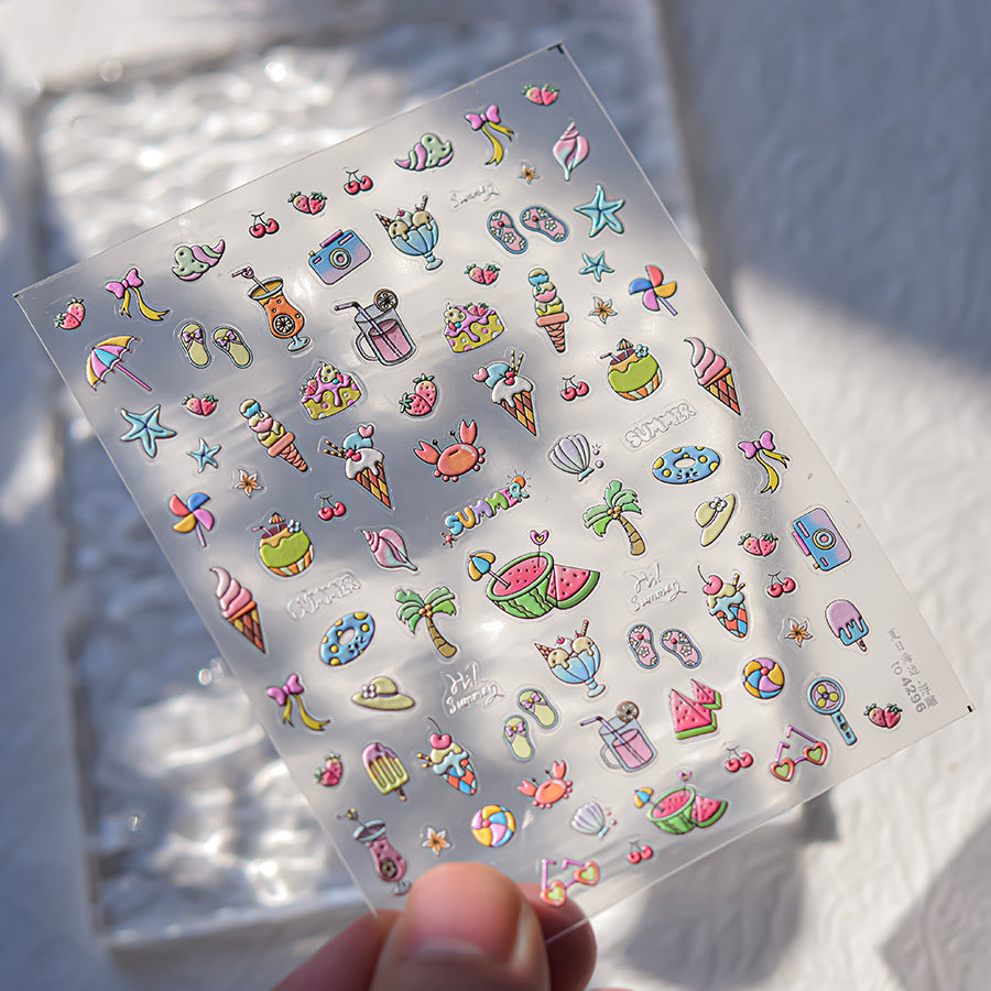 Summer Beach Nail Deco Stickers by LuLuFun Studio | Ultra-Thin Nail Art