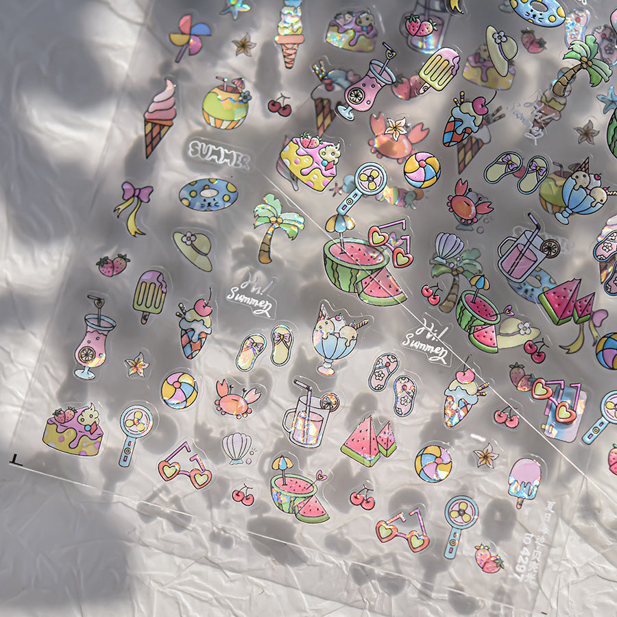 Summer Beach Nail Deco Stickers by LuLuFun Studio | Ultra-Thin Nail Art
