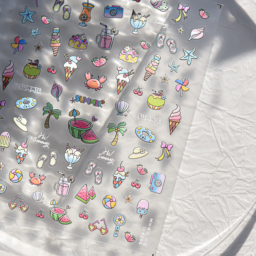 Summer Beach Nail Deco Stickers by LuLuFun Studio | Ultra-Thin Nail Art