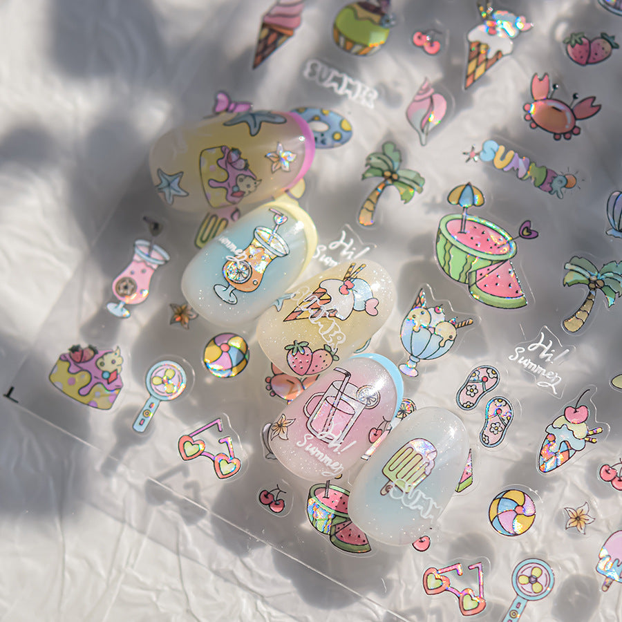 Summer Beach Nail Deco Stickers by LuLuFun Studio | Ultra-Thin Nail Art