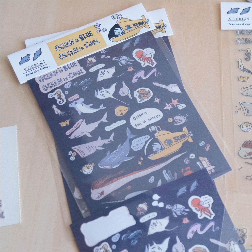 Summer Ocean Shining Stickers - A7 Decorative Planner Decals | A Gator Life