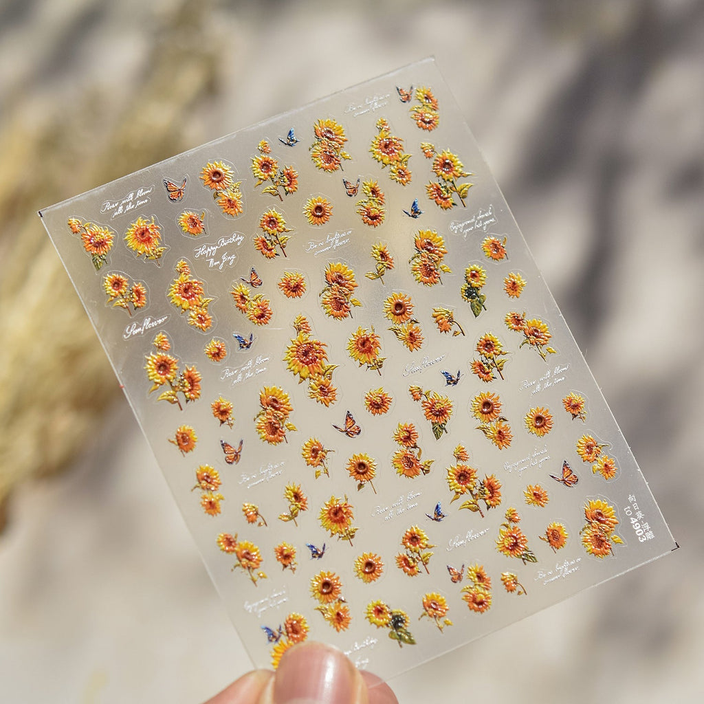 LuLuFun Studio Sunflower Nail Deco Stickers – Ultra-Thin DIY Nail Art