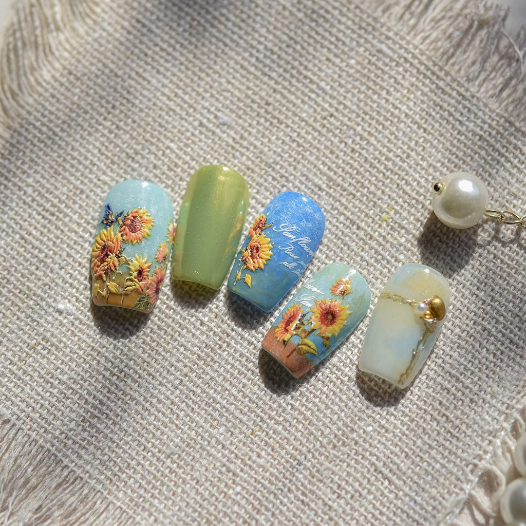LuLuFun Studio Sunflower Nail Deco Stickers – Ultra-Thin DIY Nail Art
