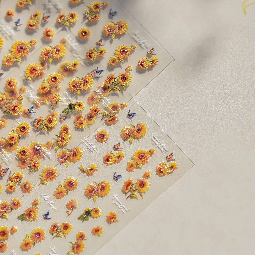 LuLuFun Studio Sunflower Nail Deco Stickers – Ultra-Thin DIY Nail Art