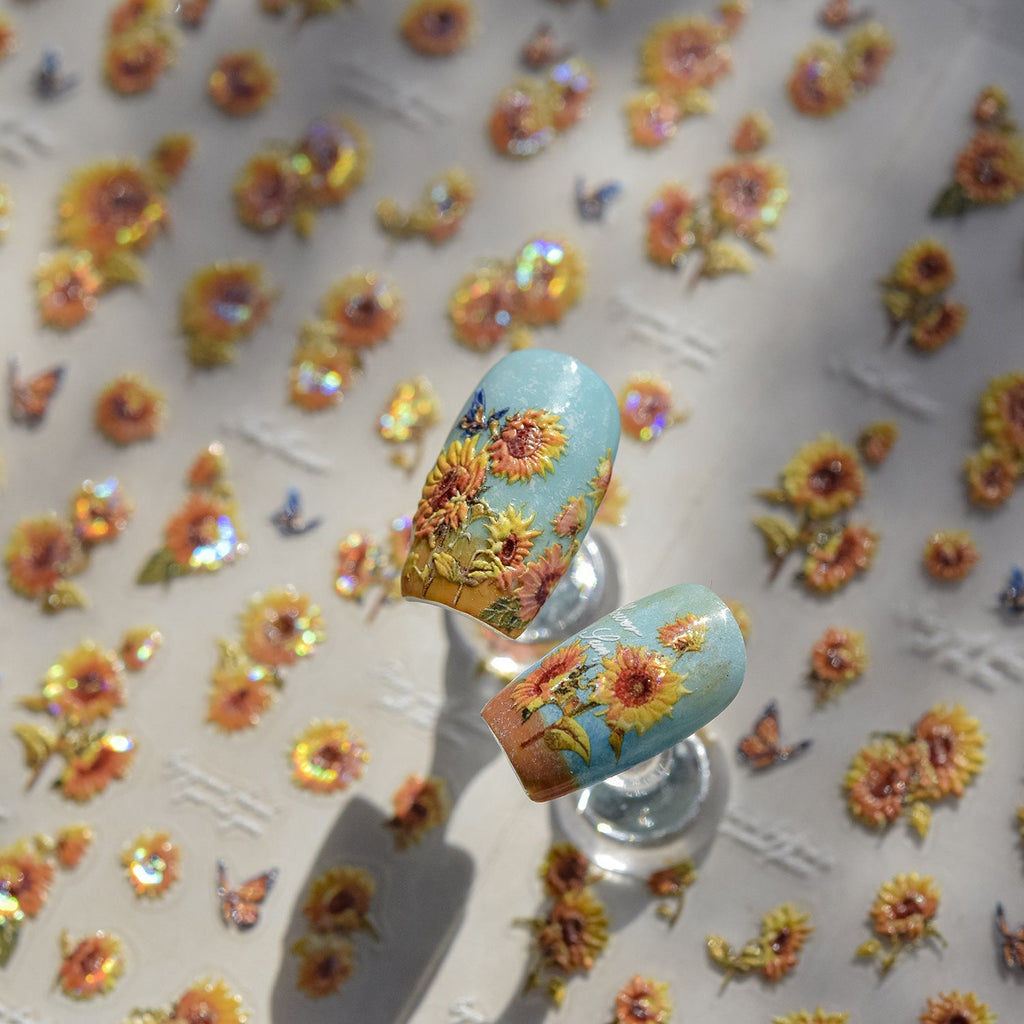 LuLuFun Studio Sunflower Nail Deco Stickers – Ultra-Thin DIY Nail Art