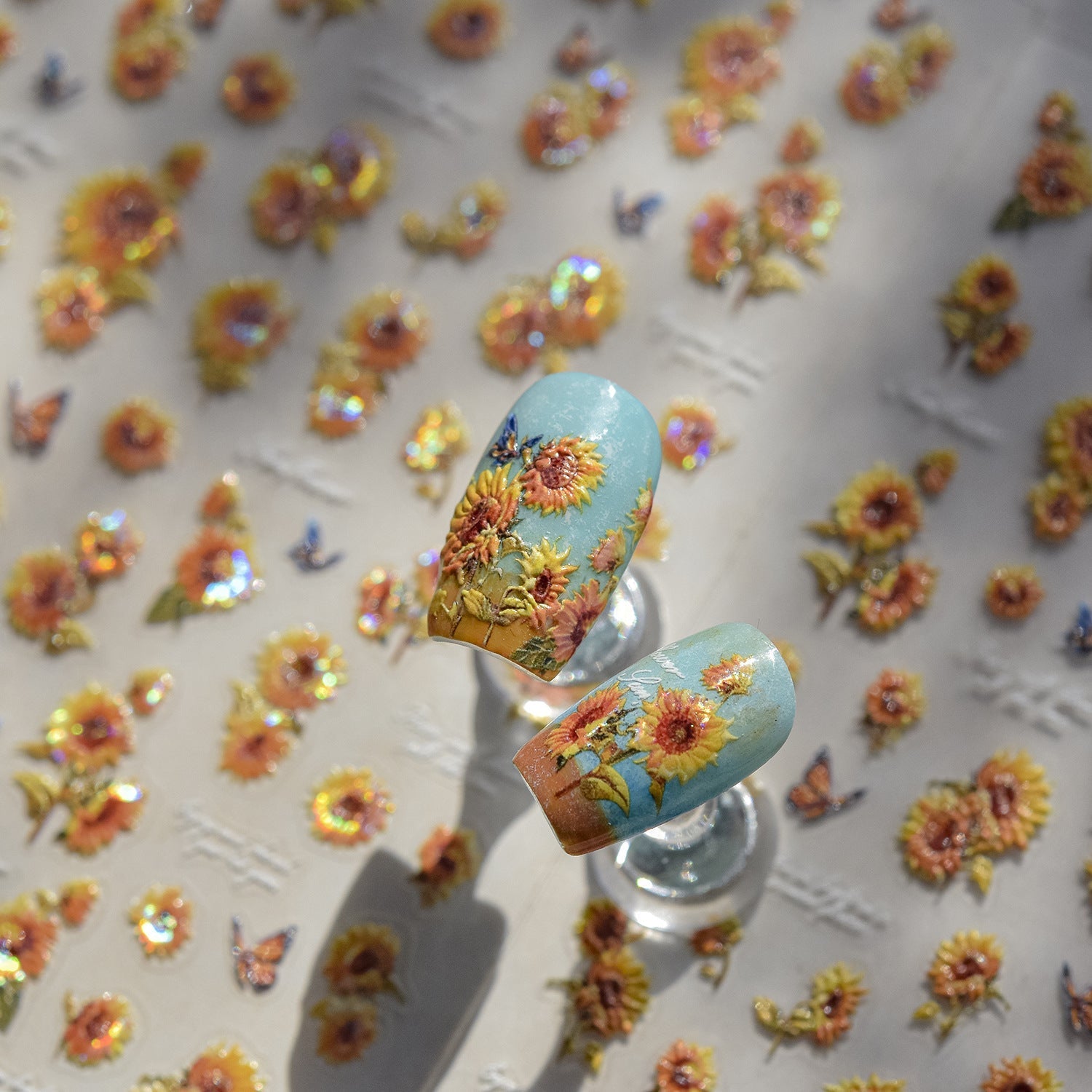 LuLuFun Studio Sunflower Nail Deco Stickers – Ultra-Thin DIY Nail Art