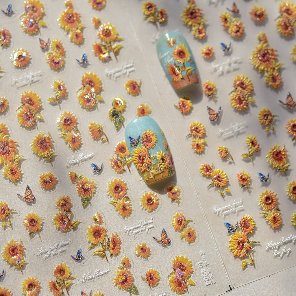 LuLuFun Studio Sunflower Nail Deco Stickers – Ultra-Thin DIY Nail Art