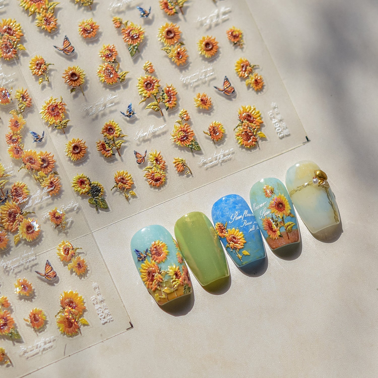 LuLuFun Studio Sunflower Nail Deco Stickers – Ultra-Thin DIY Nail Art