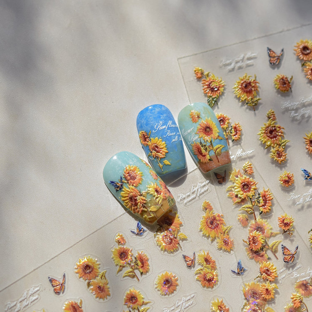 LuLuFun Studio Sunflower Nail Deco Stickers – Ultra-Thin DIY Nail Art