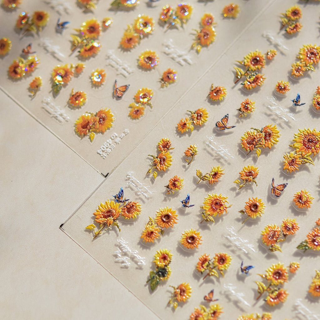 LuLuFun Studio Sunflower Nail Deco Stickers – Ultra-Thin DIY Nail Art