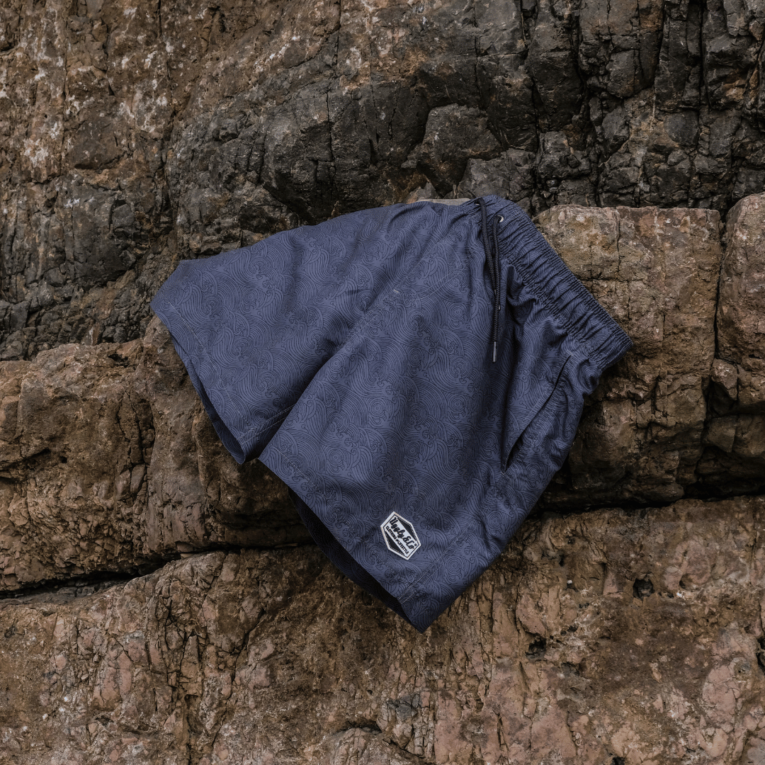 Uggly and Co Black Diamond Swim Shorts – Quick Dry Wave Pattern Trunks