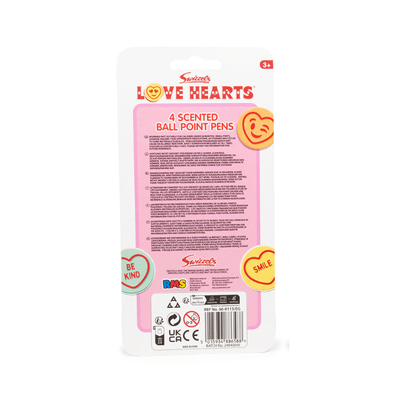 Swizzels Love Hearts Scented Ball Point Pens - 4 Pack Stationery Set