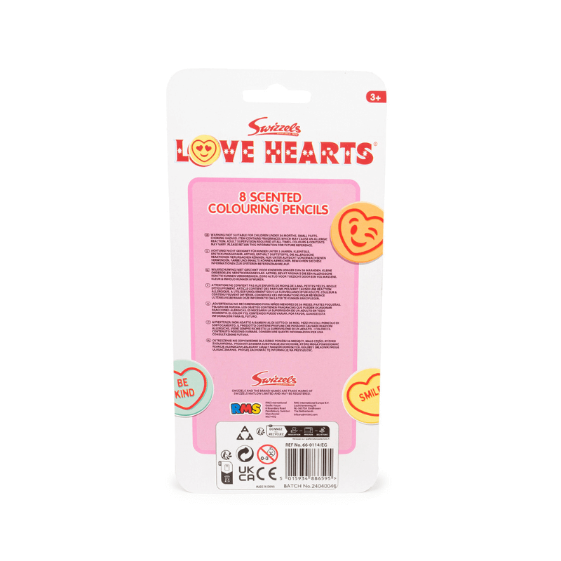 Swizzels Love Hearts Scented Colouring Pencils – 8 Pack Vibrant Art Set
