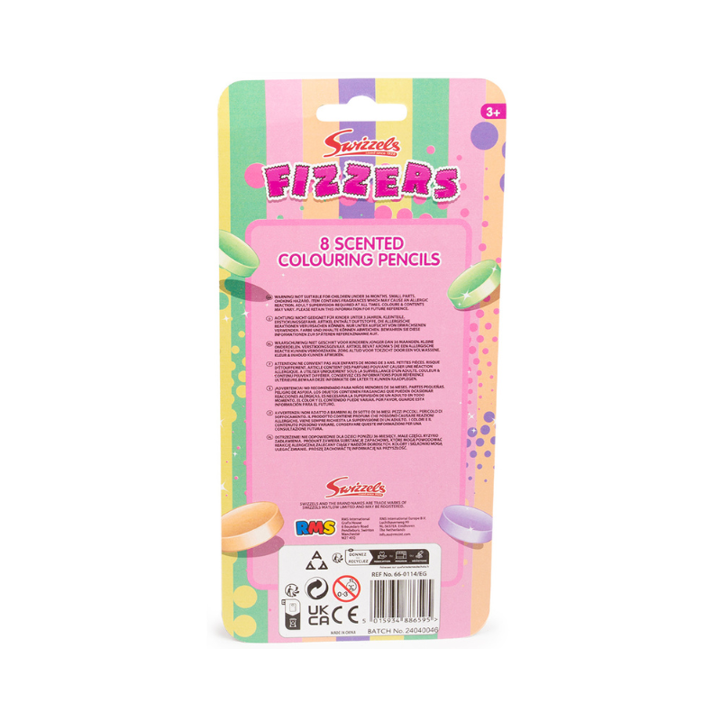 Swizzels Fizzers Scented Colouring Pencils – 8 Pack Vibrant Art Pencils