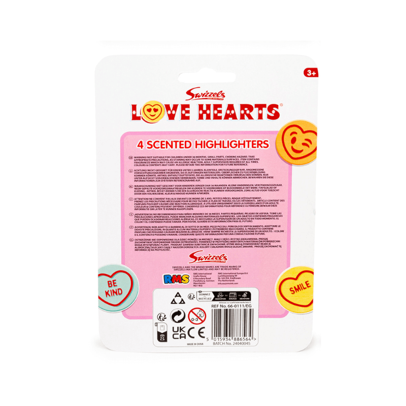 Swizzels Love Hearts Scented Highlighters – 4 Pack Stationery Set