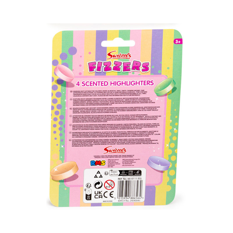 Swizzels Fizzers Scented Highlighters – 4 Pack Pastel Candy Markers