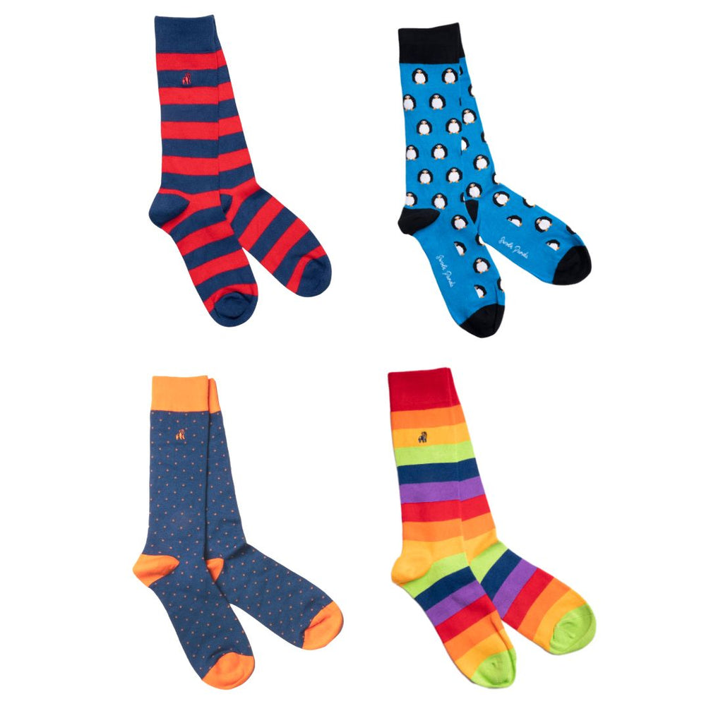 Swole Panda Men's Bamboo Socks Christmas Gift Box – 4 Pair Set