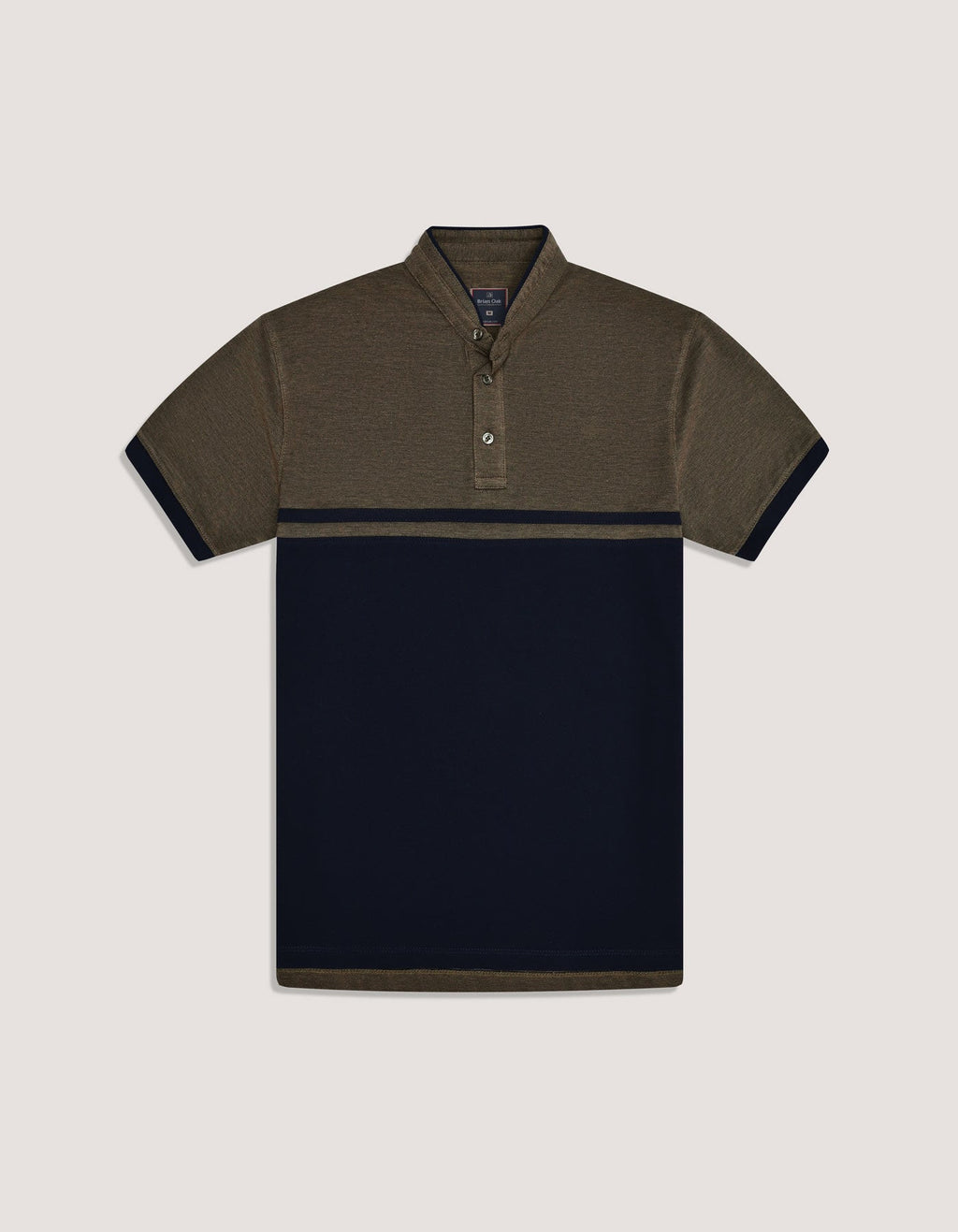 Contrast Navy Stand Collar Polo Shirt