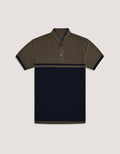Contrast Navy Stand Collar Polo Shirt