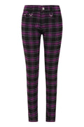 Banned Apparel Forever Yours Purple Tartan Low-Rise Skinny Trousers