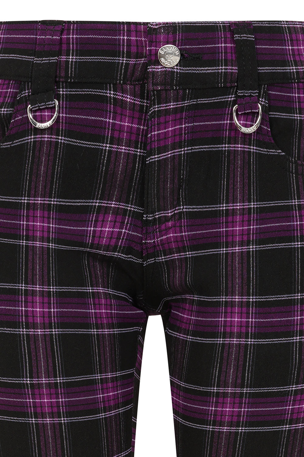 Banned Apparel Forever Yours Purple Tartan Low-Rise Skinny Trousers