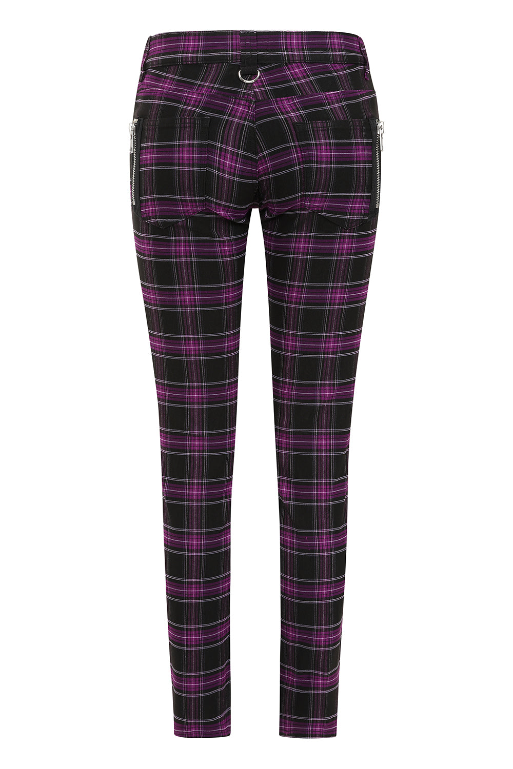 Banned Apparel Forever Yours Purple Tartan Low-Rise Skinny Trousers
