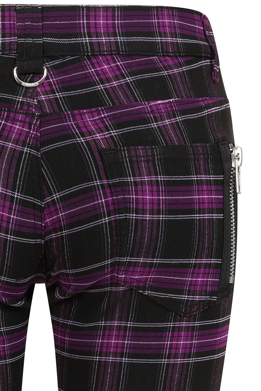 Banned Apparel Forever Yours Purple Tartan Low-Rise Skinny Trousers