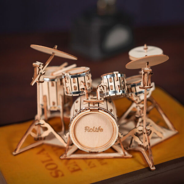 Drum Kit 3D Wooden Puzzle by Snaps – DIY Model Craft Kit for Home Decor