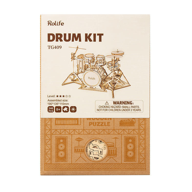 Drum Kit 3D Wooden Puzzle by Snaps – DIY Model Craft Kit for Home Decor