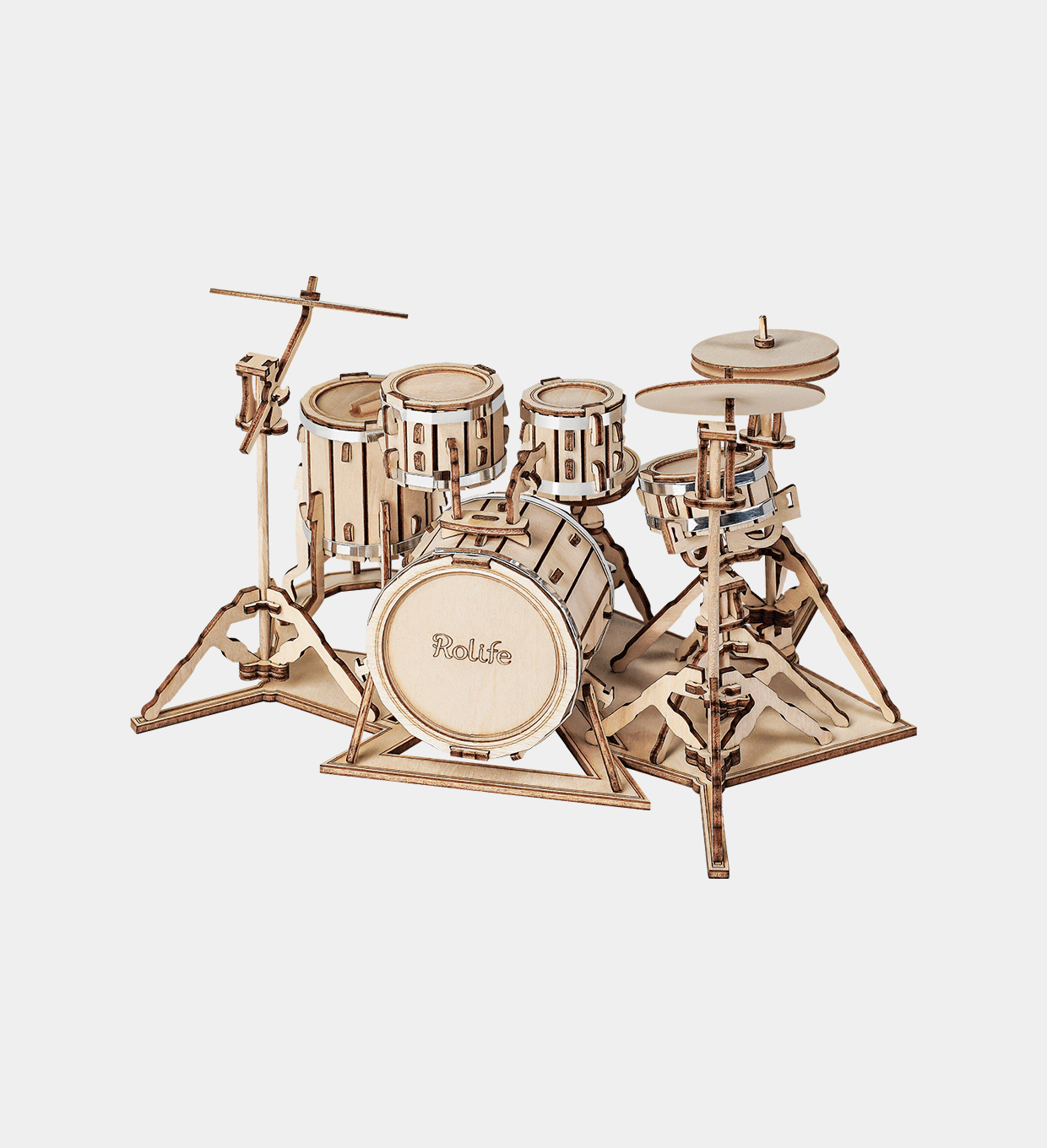 Drum Kit 3D Wooden Puzzle by Snaps – DIY Model Craft Kit for Home Decor