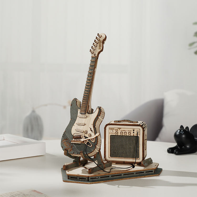 ROKR Electric Guitar 3D Wooden Puzzle Model Kit by Snaps - 140 Pieces